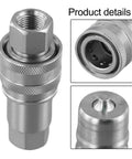 Top Tier Heavy Duty Hydraulic Quick Connect Coupler M16x1.5 Female Thread Fitting Carbon Steel High Pressure Auto Lock Seal Slick Push Mechanism No Leak Boss For Rigged Up Jobsite Equipment And Tool Accessories Made To Last Durability, close-up steel ball lock