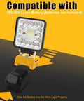 Cordless 55W Work Light With Hella Bright 36 LED Beads, USB Type-C Charging, 3 Modes, 140 Degrees Rotatable, Portable