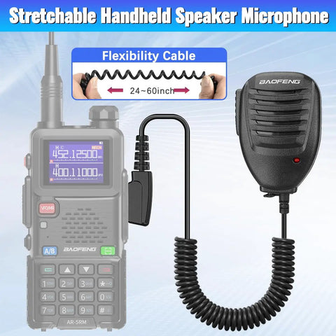 Rugged Ham Radio Speaker Mic For UV-5R Mini And UV-5G Plus Series 2 Pack With 2 Pin K Plug And 3.5mm 2.5mm Jack Stretchable Cable