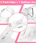 Close-up of 12 Pack Balloon Arch Clips 3.5 Inch showing dimensions and clear design, for backdrop stands and balloon garlands