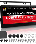 Matte Black License Plate Frames 2 Pack Dope Quality Rust Free Stainless Steel Rattle Free Universal Fit With Screw Caps Slim Top Design Thin Rigid Front And Rear Car Tag Holders For Men And Women with screws and caps