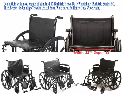 Built Tough 22 By 18 Inch Wheelchair Seat Replacement With All Hardware Embossed Vinyl Upholstery comfy cushion fitting K7 Bariatric.