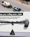 Beefy Trolling Motor Stabilizer Mount For Terrova Riptide Terrova Ulterra Riptide Ulterra PowerDrive Riptide PowerDrive Black visible on bow of a boat