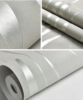 Peel And Stick Wallpaper Roll 20.8 Inches Wide By 393 Inches Long Per Roll Non Woven 3D Embossed Stripe In Silver Grey texture and design