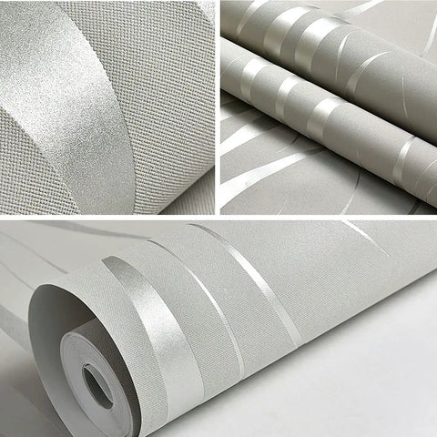 Non Woven 3D Wallpaper Roll 20.8 Inches Wide by 393 Inches Long Covers 57 Sq Ft Dope Modern Fashion Print silver texture