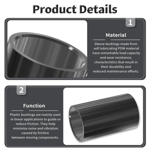 Close-up of Four Pack 1012 POM Sleeve Bearings 10mm ID By 12mm OD By 20mm Length For Shafts On Equipment No Grease Needed