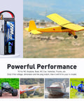 3S 2200mAh LiPo Battery 11.1V 35C with T Connector beside RC airplane on display