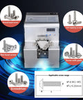 Automatic Screw Feeder Machine With Adjustable Orbital Head For M1.0 Through M5.0 Screws Digital Counter with screws types shown.