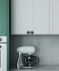 Modern kitchen with Matte Black Cabinet Knobs 5 Pack For Kitchen Cabinets Dressers And Drawers Zinc Finish Durable Zinc Alloy Hardware.