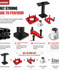 Heavy Duty Rear Axle Bearing Puller And Installer Tool Kit For 1995 To 2020 Toyota 4Runner Tacoma Tundra Hilux T100 Featuring Abs Tone Ring Removal Kit For Wheel Bearing Replacement Made Straight Up For Home Mechanics To Save Big Bucks black steel axle puller kit with adapter plates and bearing driver