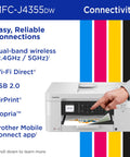 INKvestment 4355 Wireless Color Inkjet All In One Printer with 1.8 Inch Color Display shown with connectivity features