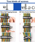 Taiss 222PCS stainless steel cable clamps kit with rubber cushions, 10 sizes, two screw types securing a wire bundle
