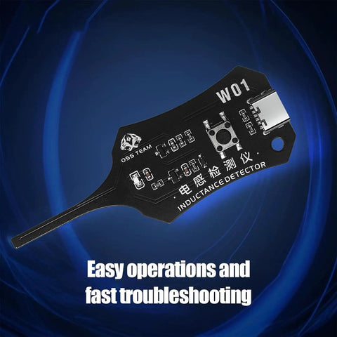 Type C Inductance Tester For Phone Motherboard Coil Detector And Circuit Board Inductor Scanner Quick Fault Check Tool On Site Repair Handy Portable Electronic Repair Gadget, black handheld device with Type-C connection.