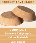 Big Tapered Cork Stoppers For 3.74 To 4.0 Inch Jar Openings showcasing advantages of airtight seal and natural materials.