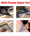 Aluminum Rafter Square 7 Inch With Double Sided Engraved Scales used in carpentry and woodworking on wooden beams