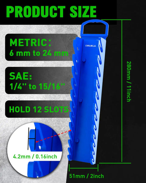 Heavy Duty Magnetic Wrench Rack Snaps Right Onto Your Toolbox To Keep Metric And Sae Combination Ratchets Locked In Tight Across Twenty Four Universal Slots So You Can Knock Out Any Job From Your Crew Cab Or Workshop Rig