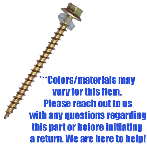 Single screw from WB02K10254 WB02K10020 Range Anti Tip Bracket with text about color variance and customer support.