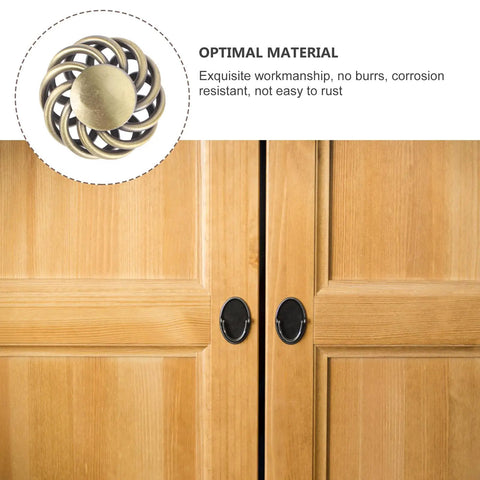 European Style Iron Nickel Alloy Cabinet Handles Set Of 2 In Vintage Dark Bronze shown on wooden wardrobe doors