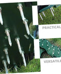 40 Pcs Metal Aerator Shoes Spikes For Lawn And Grass Heavy Duty Turf Aerator Stakes showing metal spikes on green shoes