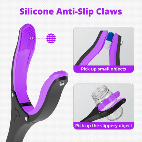 Two Pack 32 Inch Foldable Reacher Grabber Tool With 360 Degree Rotating Jaw And Magnetic Tip For Easy Pickup Lightweight Grabbers For Seniors And Elderly Purple