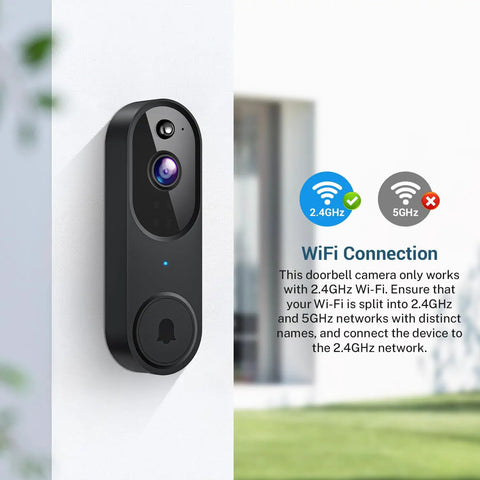 Smart Video Doorbell Camera With Battery Power, AI Human Detection And Instant Alerts, 2.4G WiFi connection setup guide.