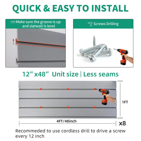 Heavy Duty PVC Slat Wall Panels For Garage Storage Built Different Power Tool Organizer Wall Mount Rack Rock Solid And Hella Strong Waterproof Paneling Grey 4X8 Feet