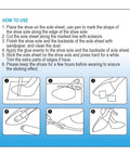 Instruction guide for using Two Pairs Shoe Sole Repair Rubber Sheets For Front Soles And Heels Anti Slip Noise Reduction Pads.