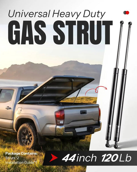 Built Damn Tough Hella Strong Gas Struts Pair Of 2 Heavy Duty Lift Supports 44 Inch Extended 13Mm Ball Stud DIY Replacement for truck cover.