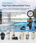 Amazon high-flow manual relief valve with pressure gauge for pool and spa filters, black body