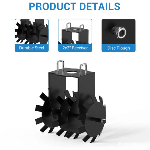 32 Inch Beefy Heavy Duty Disc Plow Harrow Twin Pack For ATV UTV Tow Behind with 2 Inch Hitch and Reinforced Discs Details