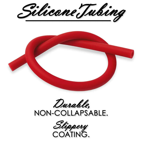 Red silicone tubing with non-collapsible design, slippery coating.