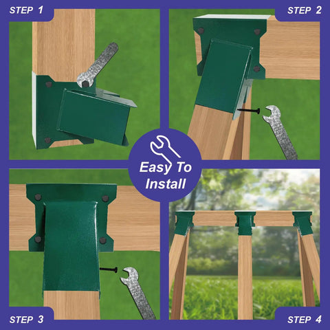 Heavy Duty Swing Set Brackets For 4x4 Posts And 4x6 Beams DIY A Frame Mounting Kit Carbon Steel Hardware With Fully Welded Joints Rust Resistant Green Finish Easy Fit For Rock Solid A Frame Playset