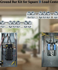 7 Terminal Grounding Bar Kit For QO Load Centers, Compatible With Schneider Electric, shown installed in electrical panels.