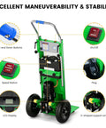 Electric Stair Climbing Dolly With 1200W Motor close-up showing controls, LCD display, and sturdy wheels for easy use.