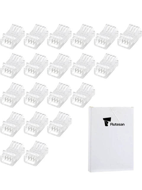 20 Pcs 4 Pin 10mm LED Strip Connectors Waterproof Adapter 22 AWG Wires For RGB Strip Lights 5V 12V 24V displayed with packaging