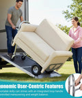 3 In 1 Beefy Heavy Duty Folding Dolly Cart With 550 Lbs Capacity Industrial Aluminum Frame Convertible Utility Cart For Moving Appliances, Furniture, Equipment, And Luggage; sofa on ramp