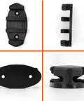 Heavy Duty Kayak Cleat Kit for Anchor and Rigging, black nylon cleat with stainless steel screws, 90mm deck marine rigging, side view