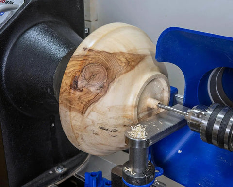 American Made Vacuum Chuck for Woodturning Lathe Bowls, 1 1/4 Inch 8 TPI, 3 1/2 Inch Outside Diameter, finishing a wooden bowl