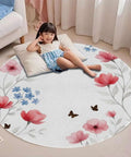 Floral Branch Round Furniture Pad With Non Skid Grip For Hardwood Floors Soft Polyester Surface 0.23 Inch Thick Floor Protector
