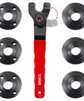 Angle Grinder Lock Nut Kit With 5/8-11 Flange Nuts And Adjustable Pin Wrench, Includes 3 Inner Nuts And 3 Outer Nuts, Fits Most 4.5, 5, 7 Inch Grinders, Not Milwaukee 4-1/2, Compatible With Dewalt, Makita, Ryobi, Black Decker, Bosch