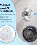 Faucet Handle Replacement Kit RP2391 For 600 Series Tub And Shower Faucets Clear Knob With Button and Set Screw Before and After View
