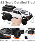 Tough As Nails 1 To 24 Diecast Off Road Pickup Toy Truck With Light And Sound, Metal Construction, 6x6 for Kids, 8.46x3.43x3.66" White