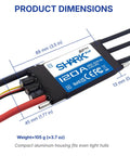Product dimensions of Shark G2 120A ESC With Built In Switching BEC 5V And 6V 8A Water Cooled Bidirectional Waterproof Brushless Speed Controller