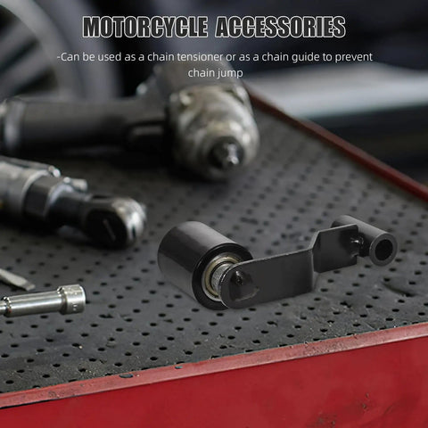 Heavy Duty Motorcycle Chain Tensioner Kit With Plastic And Iron Guide Roller 10mm Bore Fits Atv Dirt Bikes To Tighten The Chain Securely Stop Jumping And Keep Your Ride Stable On Any Trail Without Breaking A Sweat, black roller