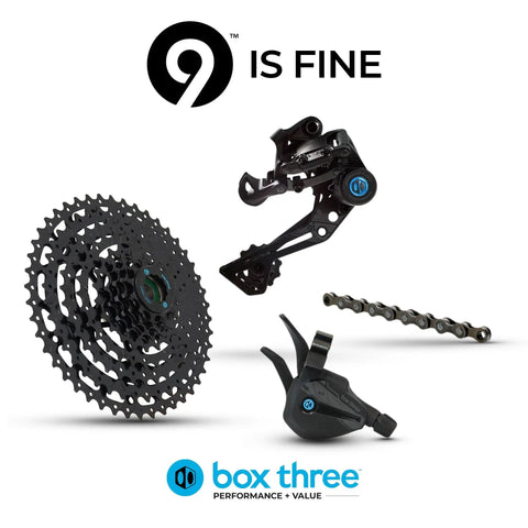 Prime 9 1x9 Multi Shift Mountain Bike Groupset Matte Black 9 Speed Drivetrain Shifter Rear Derailleur Freehub Cassette Chain Kit