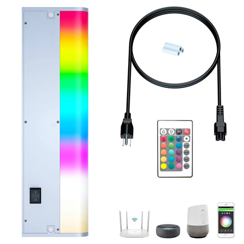 Under Cabinet Lighting You Can Hard Wire Or Plug In, Dimmable RGB Color Changing LED Fixture With Remote, Alexa And Google Enabled