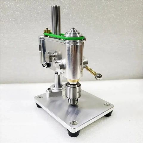 Hella Compact Mini Bench Drill Press For Precision DIY Projects And Watch Repair. Small aluminum tool for jewelry and hobby work.