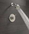 Modern Brushed Nickel Shower Faucet Trim Kit With Shower Head And Handle Set, Valve Trim Kit, Stainless Steel Look, spraying water