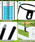 Beefy Clamp On Rain Gauge For Outdoor Use With Large Capacity Clear Scale Rust Proof Metal And Adjustable Height Great For Garden Yard Lawn Patio Farm Fence Rails Rain Meter clipped to fence