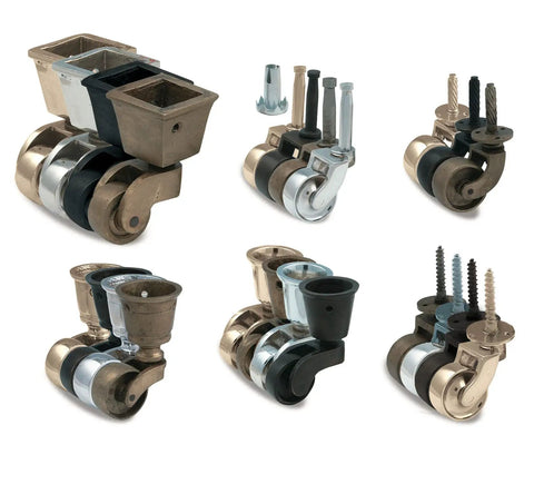 Top Notch Solid Brass Furniture Casters Featuring Vintage Round Cup Design And Slick Swivel Action For Heavy Duty Glide and Smooth Home Upgrade Projects, showcasing various angles.